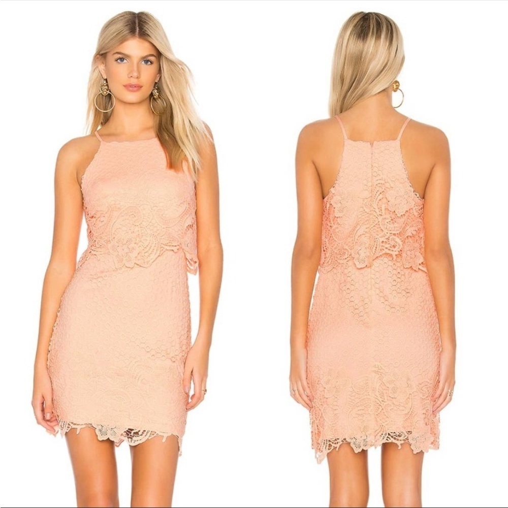 BB Dakota x Revolve Bryn Floral Lace Cocktail Mini Dress in Salmon NWT Size 0